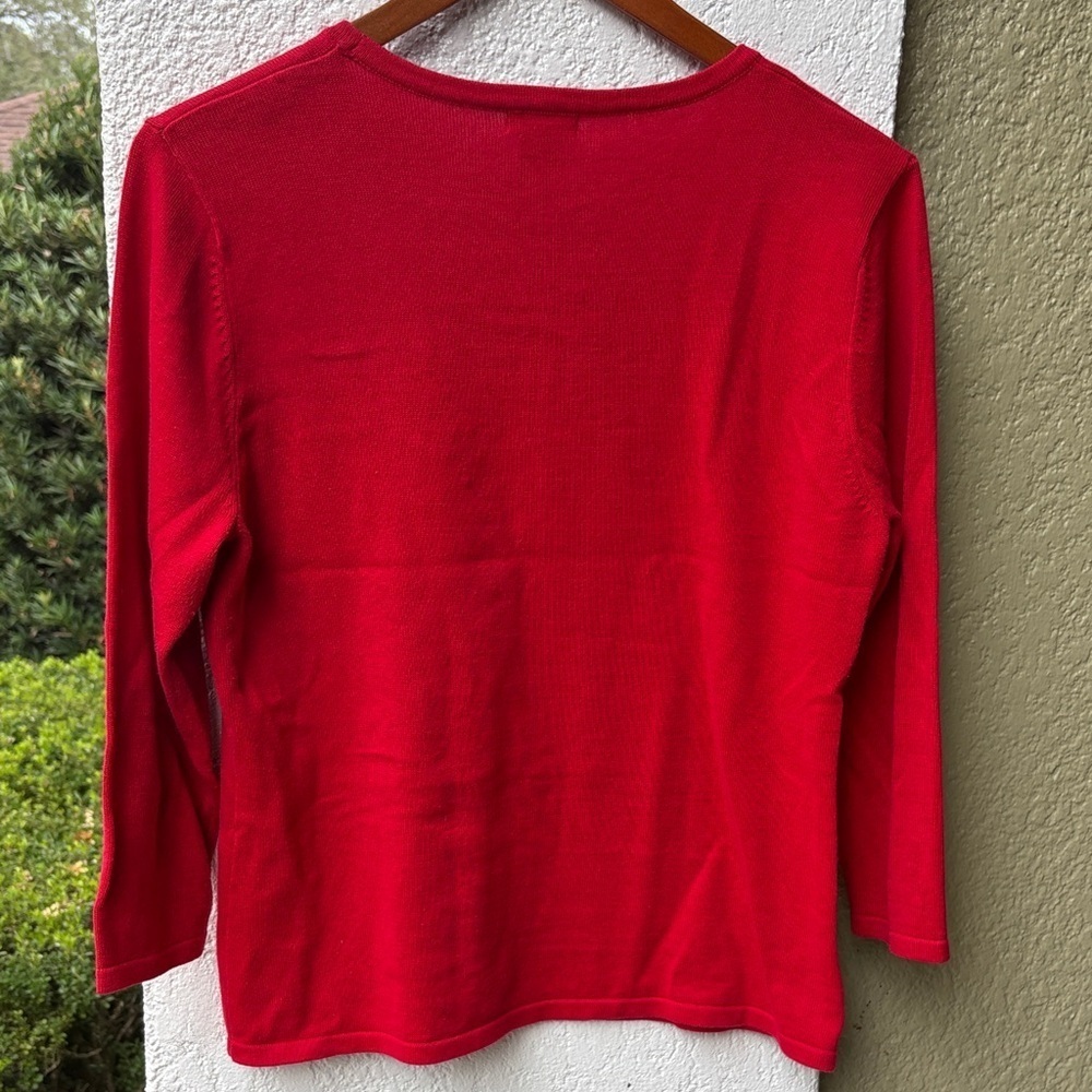 Vintage Red CB Studio Sequin Beaded Christmas Wreath Top - Picture 4 of 4